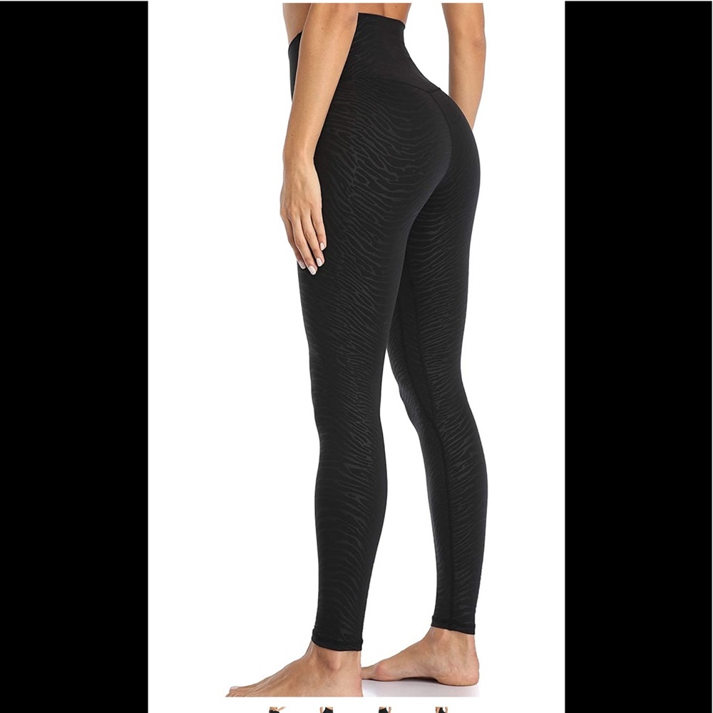 High Waisted Embossed Pattern Leggings Full Length